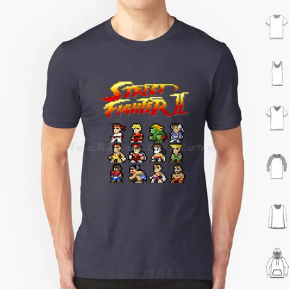2 Characters Pixel Art T Shirt 6xl Cotton Cool Tee 2 Ii Blanka Ryu Ken Chun Li Sagat Balrog Dalshim Bison Vega Guile Zangief