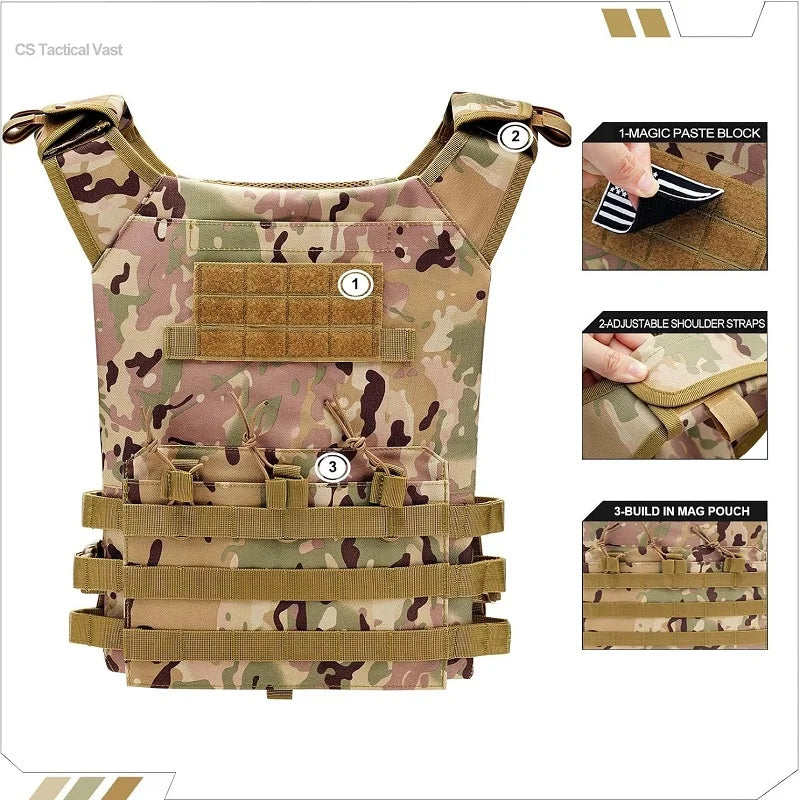 Nylon Tactical Vest Body Armor Hunting Carrier Airsoft Accessories Combat MOLLE Camo Military Army Vest CS Game Jungle Equipment
