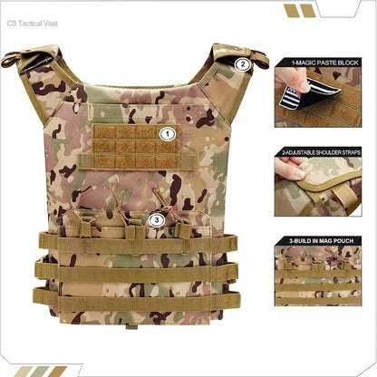 Nylon Tactical Vest Body Armor Hunting Carrier Airsoft Accessories Combat MOLLE Camo Military Army Vest CS Game Jungle Equipment