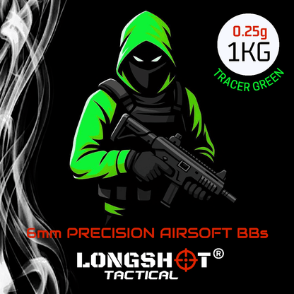 0.25g Longshot Tactical Precision Tracer Green Airsoft BBs 6mm 1KG (4000R)