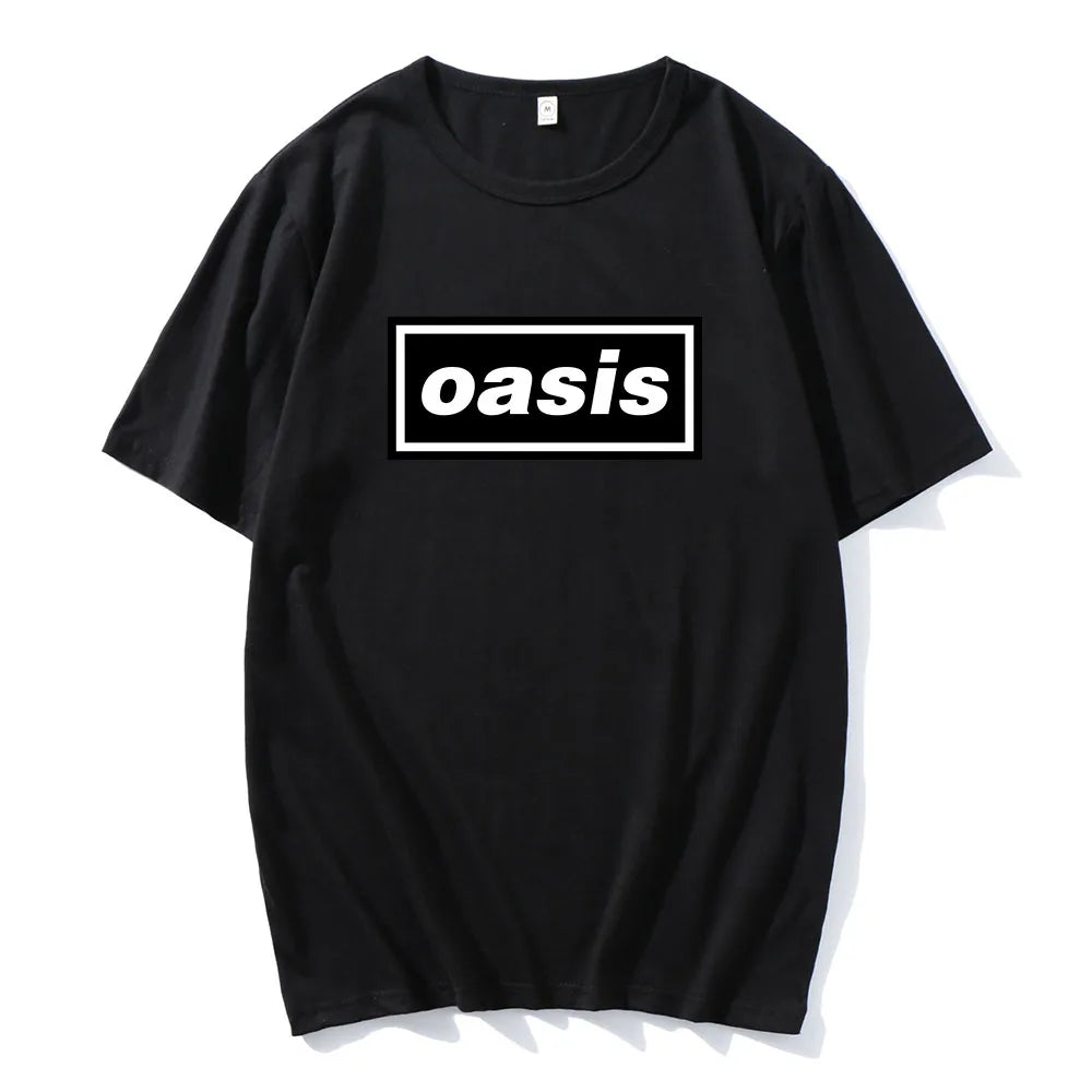 Hip hop streetwear Live'25 Oasis-s band T-shirt round neck unisex T-shirt summer casual pattern printed T-shirt for men