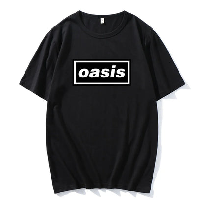 Hip hop streetwear Live'25 Oasis-s band T-shirt round neck unisex T-shirt summer casual pattern printed T-shirt for men