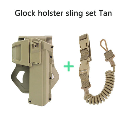 Movable Gun Holsters for Colt 1911 Glock 17 18 Airsoft Pistol Gun Holster Fit Flashlight or Laser Mounted Right Hand with Sling
