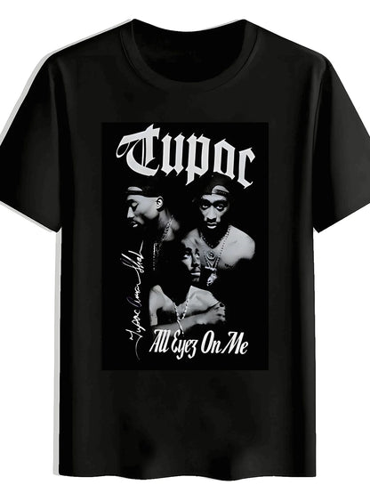 Men's Retro Rock Band Graphic T-Shirt - Black Crew Neck Short Sleeve, 2Pac & Tha Dogg Pound Design