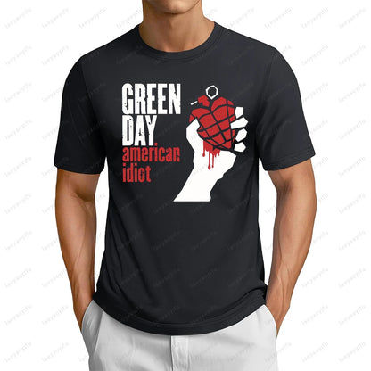 80s 90s Classics Punk Rock Band Green Day T-shirt Hip Hop Casual Fashion Streetwear Fans T Shirt Summer Short Sleeve Man Tshirt
