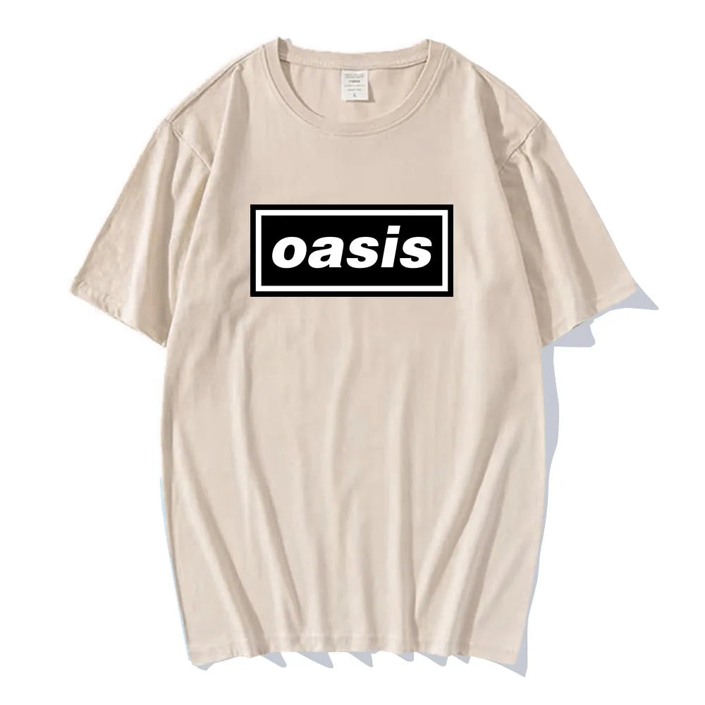 Hip hop streetwear Live'25 Oasis-s band T-shirt round neck unisex T-shirt summer casual pattern printed T-shirt for men