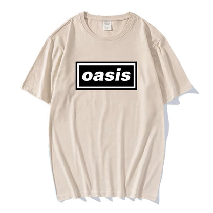 Hip hop streetwear Live'25 Oasis-s band T-shirt round neck unisex T-shirt summer casual pattern printed T-shirt for men