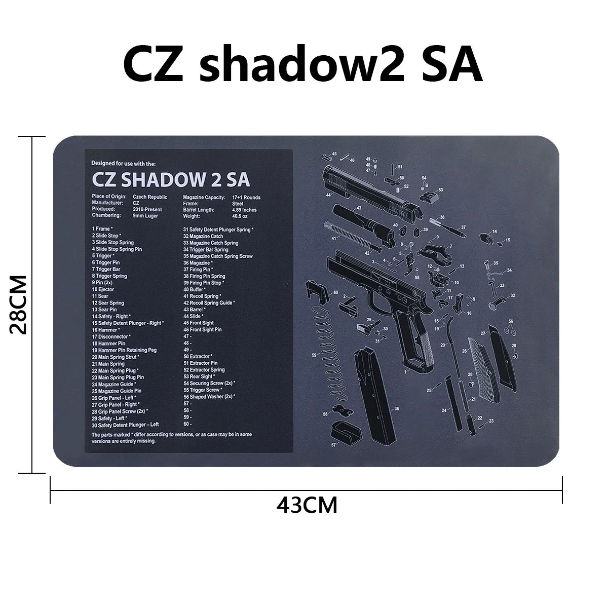 Gun Cleaning Rubber Mat Mouse Pad Parts Diagram For AR15 AK47 Remington 870 K98K MP5 G17 CZ-75 1911 Bere 92 PX4 Walther PPQ