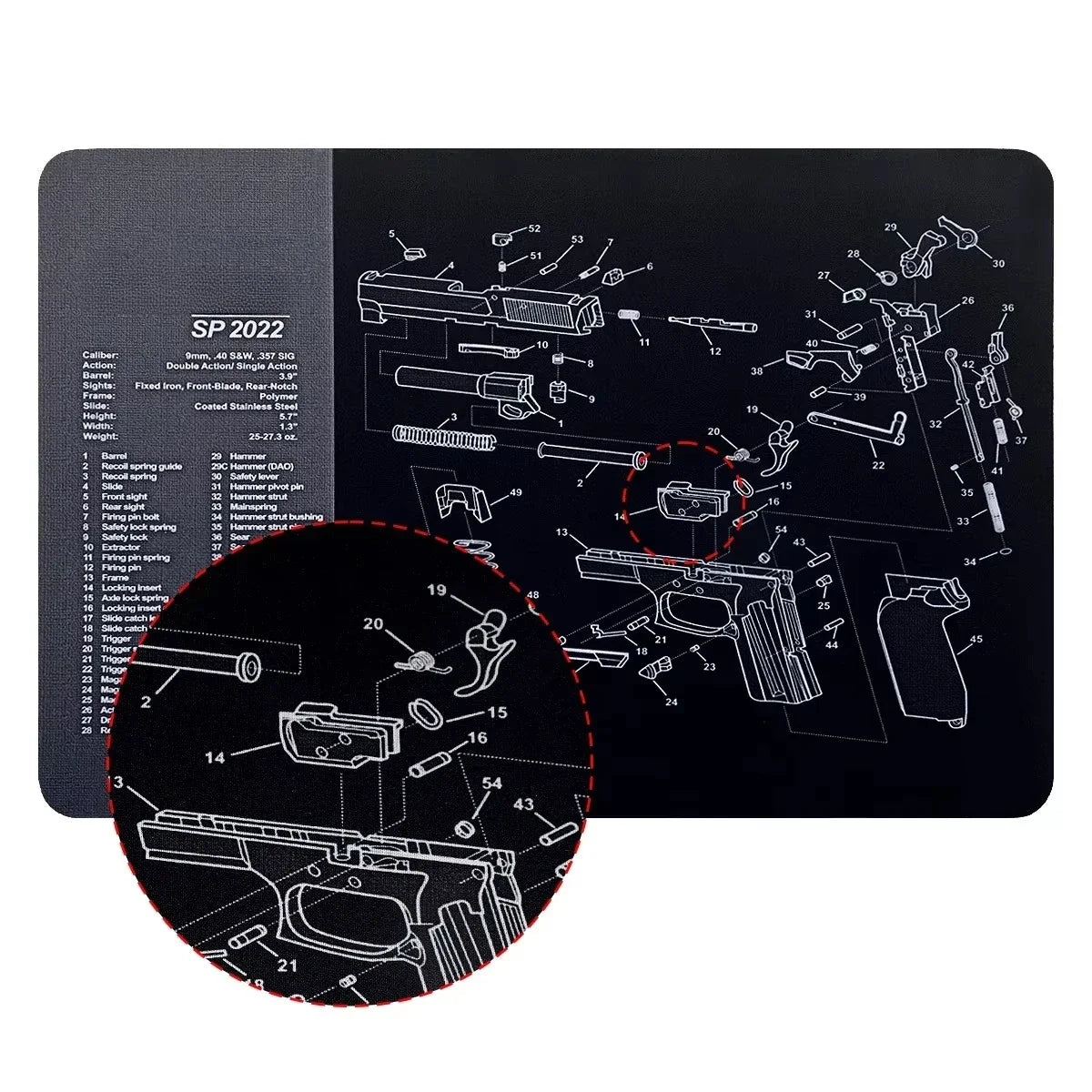 Gun Cleaning Rubber Mat Mouse Pad Parts Diagram For AR15 AK47 Remington 870 K98K MP5 G17 CZ-75 1911 Bere 92 PX4 Walther PPQ