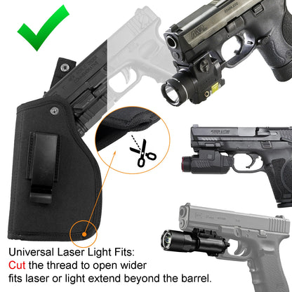 Gun Holster for Pistols with Flashlight or Laser Fits  Glock 19 17 Taurus G3C G3 9mm Sig Sauer S&W M&P Shield Ruger Springfield