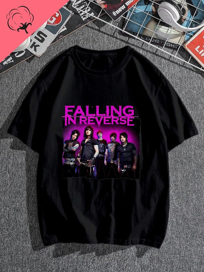 Falling in Reverse Is A Famous Post-hardcore Band Printed T-shirt From The United States,A Classic Punk Rock Style Cotton Tshirt
