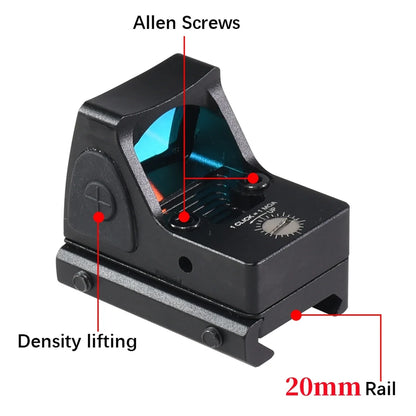 Mini Red Dot Sight Tactical Optic Reflex Collimator Hunting Airsoft Compact Riflescope Equipment Accessory AR15 G19 M4