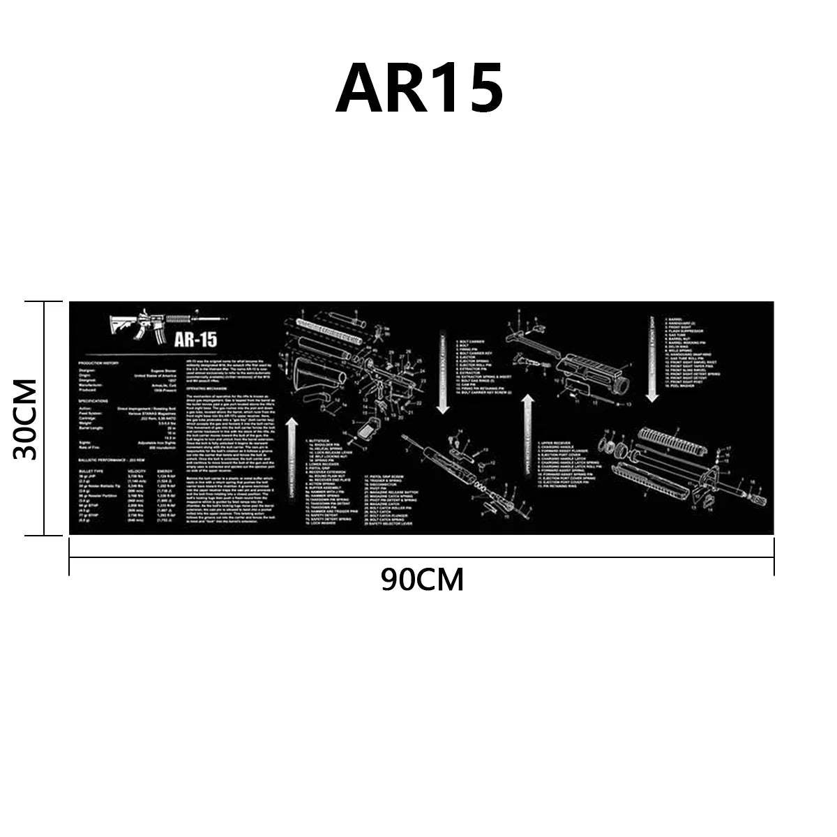 Gun Cleaning Rubber Mat Mouse Pad Parts Diagram For AR15 AK47 Remington 870 K98K MP5 G17 CZ-75 1911 Bere 92 PX4 Walther PPQ