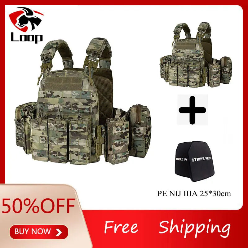 YAKEDA 6094 Tactical Vest Outdoor Hunting Plate Carrier，Quick Release Protective Adjustable Vest Airsoft Carrier