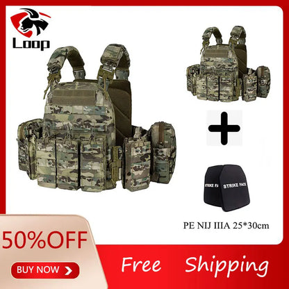 YAKEDA 6094 Tactical Vest Outdoor Hunting Plate Carrier，Quick Release Protective Adjustable Vest Airsoft Carrier