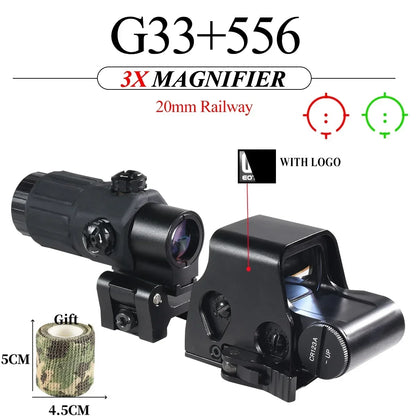 E*t*ch 558 551 G33 Red Dot Sight 3X Magnifier Holographic Flip Airsoft Optics Reflex Sights Scope Collimator Hunting Accessories