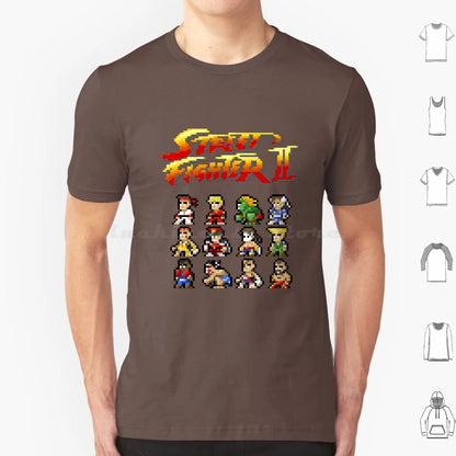 2 Characters Pixel Art T Shirt 6xl Cotton Cool Tee 2 Ii Blanka Ryu Ken Chun Li Sagat Balrog Dalshim Bison Vega Guile Zangief