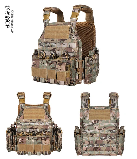 YAKEDA 1000D Nylon Plate Carrier Tactical Vest Outdoor Hunting Protective Adjustable MODULAR Vest for Airsoft Combat Accessories
