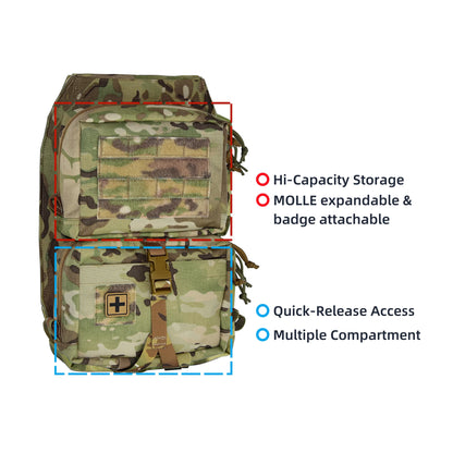 Tactical Vest Backboard Bag for Plate Carrier Quick Release Molle Detachable General Purpose Pouch Airsoft Huting Accessory