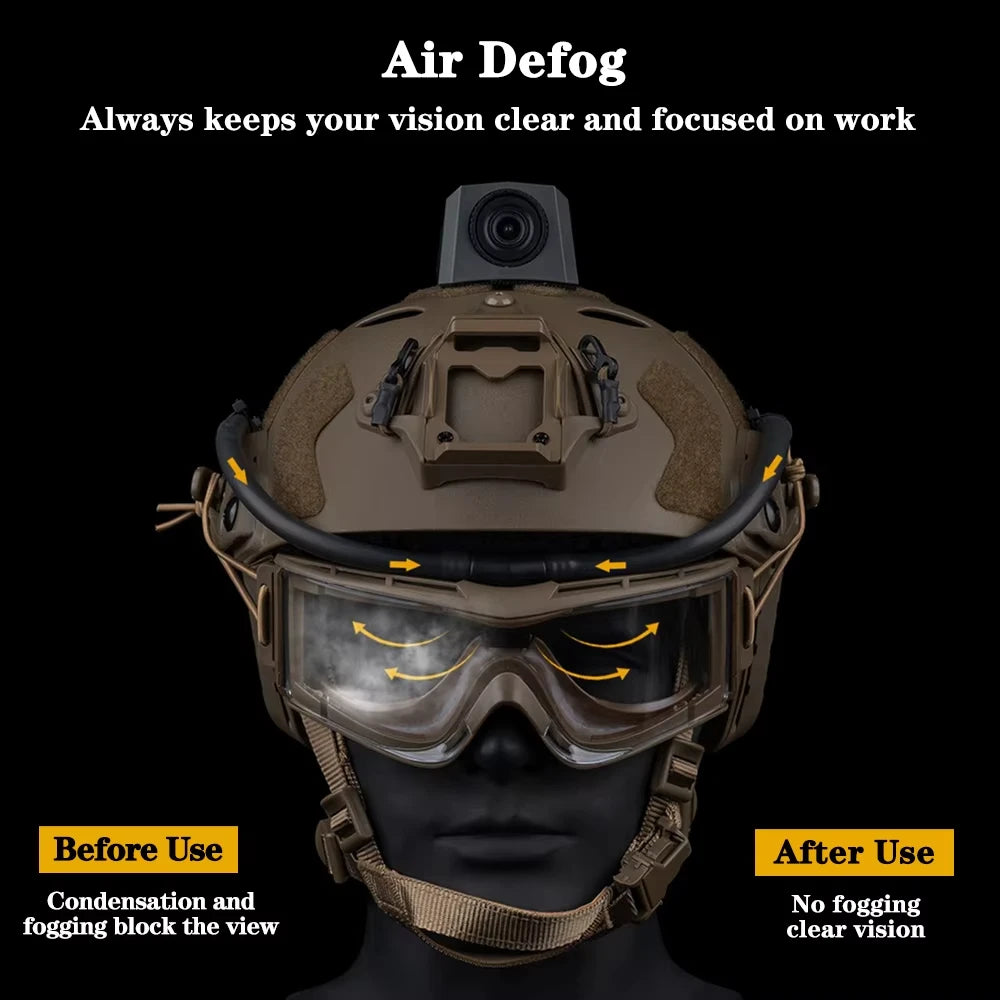 Tactical Goggles Defogger Defogging Fan Anti-fog Kit for Airsoft Shooting Motocross Adjustable Head Strap Protection Glasses