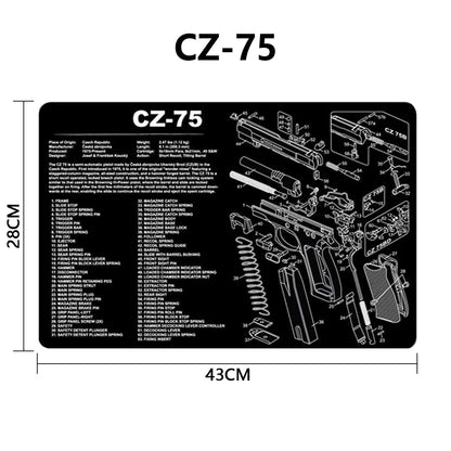 Gun Cleaning Rubber Mat Mouse Pad Parts Diagram For AR15 AK47 Remington 870 K98K MP5 G17 CZ-75 1911 Bere 92 PX4 Walther PPQ