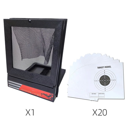 H0TOutdoor Airsoft Target with Trap Net Catcher, Stand and Paper Target, for Airsoft Gun Training Shooting BB Pellets Indoor