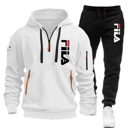 New men's hooded sweatshirt and corduroy trousers for 2025, a two-piece set of casual fitness sportswear for spring and autumn
