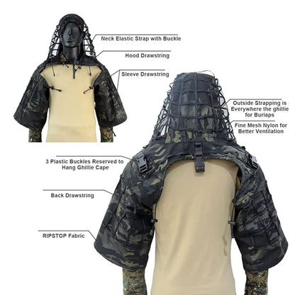 Ghillie Suit Foundation Tactical Sniper Coat Viper Hoods Camouflage Clothes For Airsoft Paintball Hunting Accessories, Ripstop