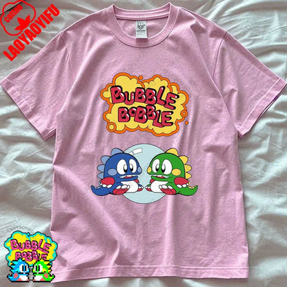 Bubble Bobble Game Graphic T Shirts Gaming Meme Gamer Funny Retro Cult Movie Music Tops Cool Gift Men Woman Cotton Tees T-Shirt