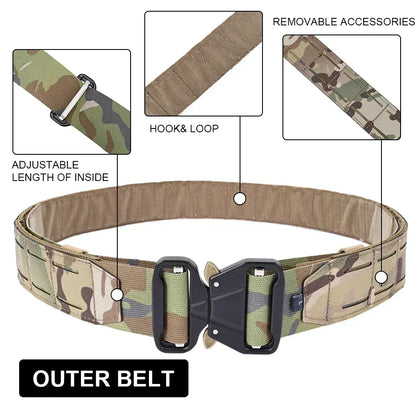 Tactical Quick Release Metal Buckle Belt for Men Laser MOLLE Multi-camo Belts Hunting Clothing Accessories 2 Inch Airsoft Gear