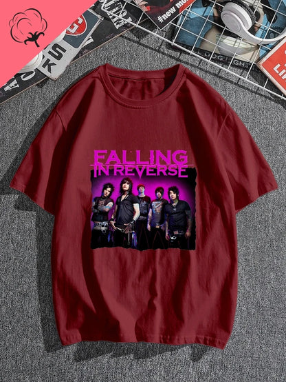 Falling in Reverse Is A Famous Post-hardcore Band Printed T-shirt From The United States,A Classic Punk Rock Style Cotton Tshirt
