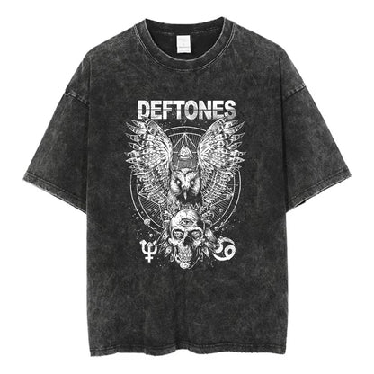 Y2K Wash and Age Vintage T-shirt Harajuku Hip Hop Hip Hop Metal Rock Music Album Cover T-shirt Cotton Short Sleeve Tee Men's Top