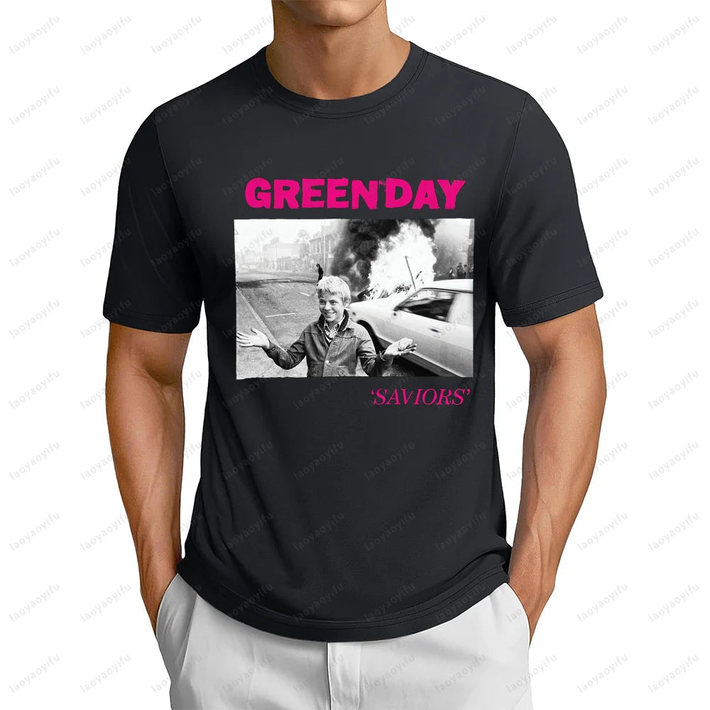 90s 80s Green Day Punk Rock Band Fans T-shirt Hip Hop Casual Fashion Streetwear Women T Shirt Summer Short Sleeve Man Tshirt