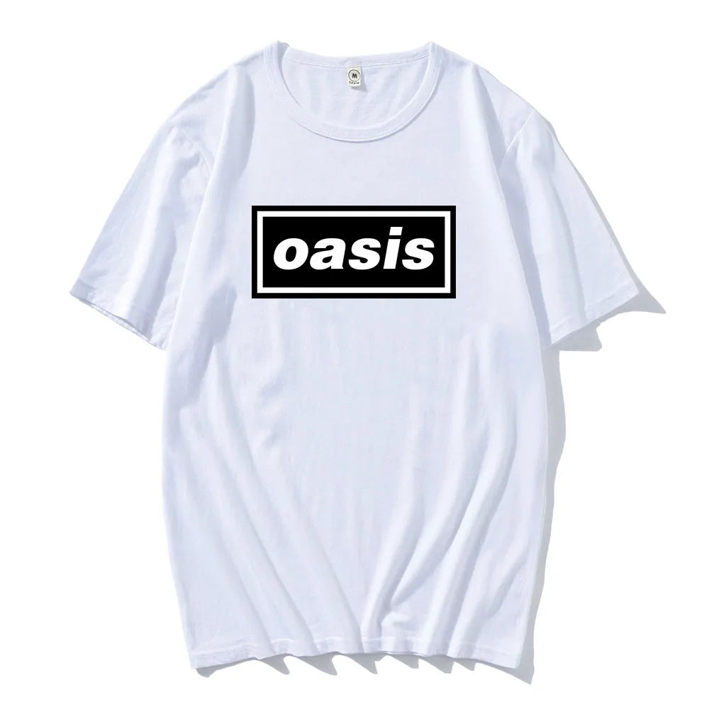 Hip hop streetwear Live'25 Oasis-s band T-shirt round neck unisex T-shirt summer casual pattern printed T-shirt for men