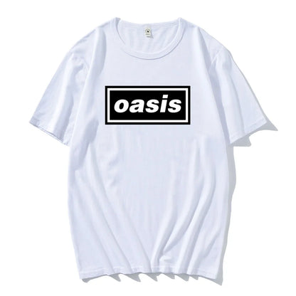 Hip hop streetwear Live'25 Oasis-s band T-shirt round neck unisex T-shirt summer casual pattern printed T-shirt for men
