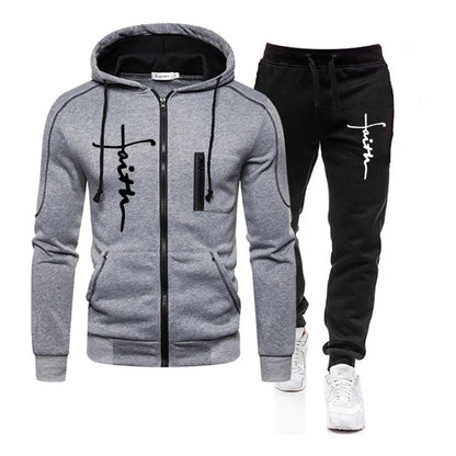 Daily Men's Tracksuit Jogging Hoodie Men Single Piece Sports Zipper Jacket Sweatshirts and Sports Pants Clothing Casual Outdoors