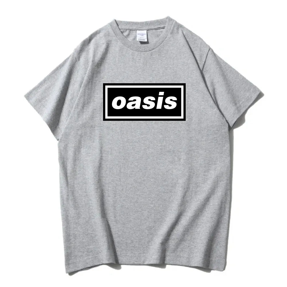 Hip hop streetwear Live'25 Oasis-s band T-shirt round neck unisex T-shirt summer casual pattern printed T-shirt for men