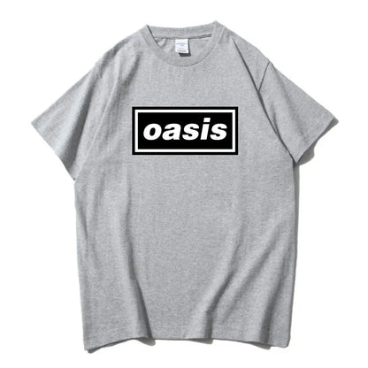 Hip hop streetwear Live'25 Oasis-s band T-shirt round neck unisex T-shirt summer casual pattern printed T-shirt for men