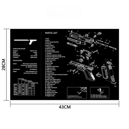 Gun Cleaning Rubber Mat Mouse Pad Parts Diagram For AR15 AK47 Remington 870 K98K MP5 G17 CZ-75 1911 Bere 92 PX4 Walther PPQ