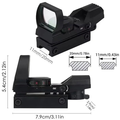 Tactical Holographic 4 Reticle Green Red Dot Portable Outdoor Sight for 11mm / 20mm Rail Mount Hunting Rifle Airsoft Accessory