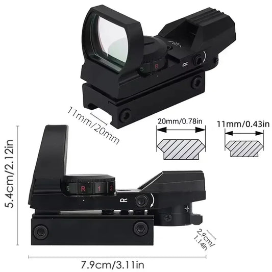 Tactical Holographic 4 Reticle Green Red Dot Portable Outdoor Sight for 11mm / 20mm Rail Mount Hunting Rifle Airsoft Accessory