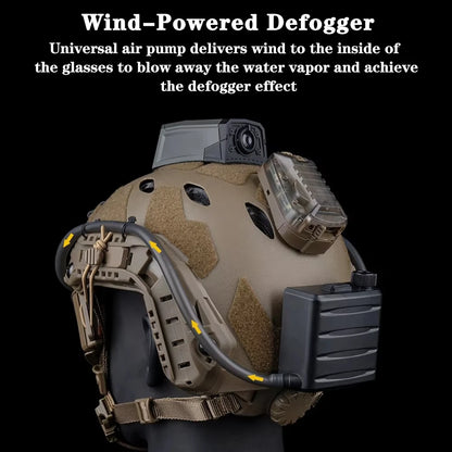 Tactical Goggles Defogger Defogging Fan Anti-fog Kit for Airsoft Shooting Motocross Adjustable Head Strap Protection Glasses