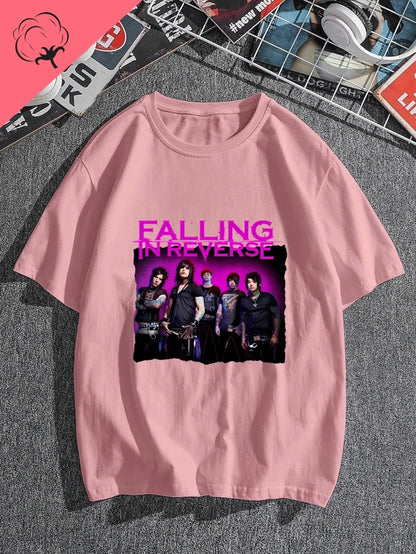 Falling in Reverse Is A Famous Post-hardcore Band Printed T-shirt From The United States,A Classic Punk Rock Style Cotton Tshirt