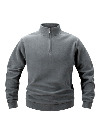 Men's Fleece Half Zipper Pullover Autumn Thicken Warm Sweatshirts Stand Up Collar Loose Casual Long Sleeve Sportswear Clothing
