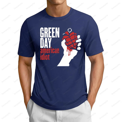 80s 90s Classics Punk Rock Band Green Day T-shirt Hip Hop Casual Fashion Streetwear Fans T Shirt Summer Short Sleeve Man Tshirt