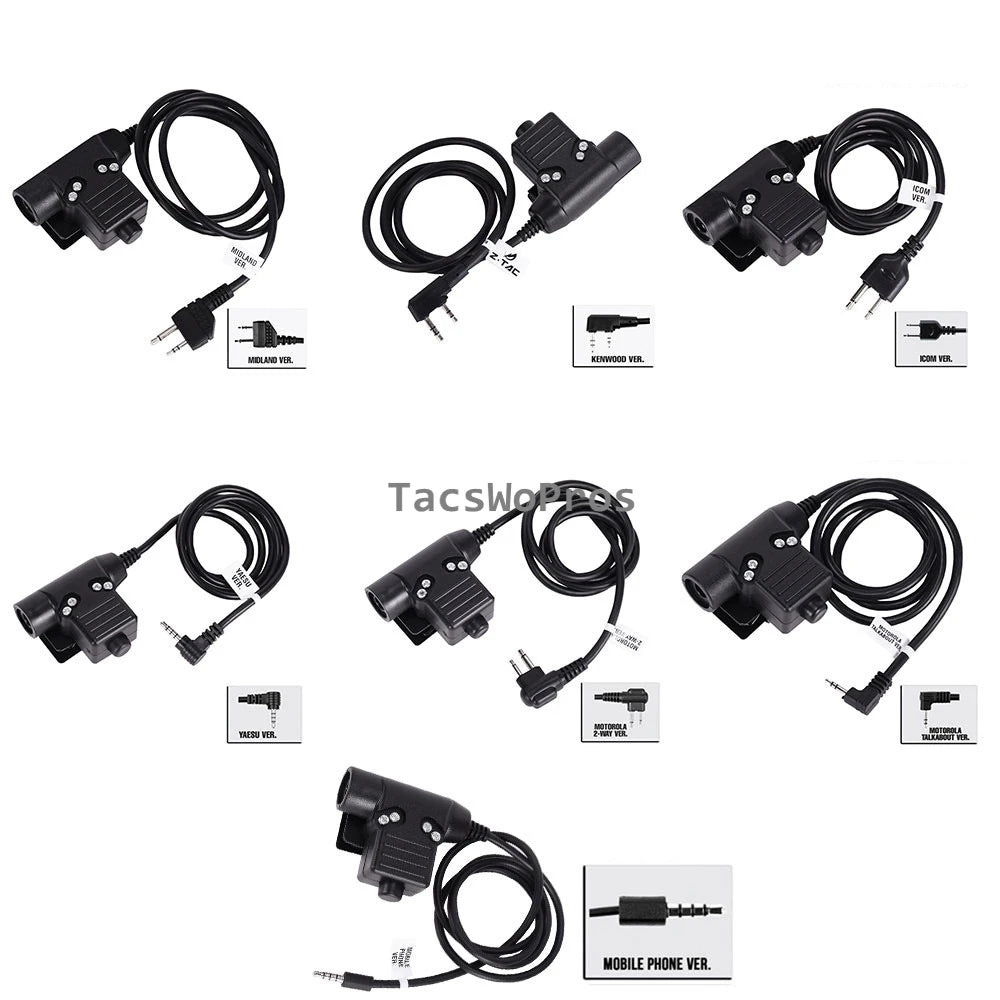 Tactical Shooting Communication Headset U94 PTT Headset Cable Plug Kenwood Baofeng Accessories Hunting Airsoft CS Headphone