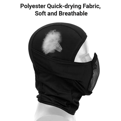 Tactical Balaclava Mesh Mask Airsoft Paintball Full Face Protection Ninja Style Hood Steel Metal Mask Foldable Design