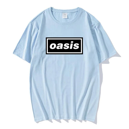 Hip hop streetwear Live'25 Oasis-s band T-shirt round neck unisex T-shirt summer casual pattern printed T-shirt for men