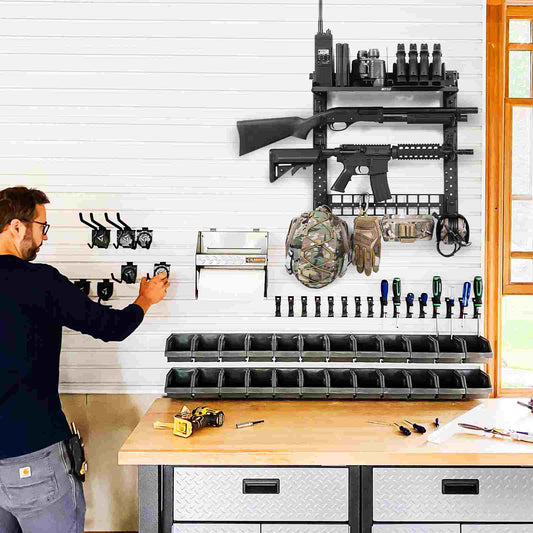 Votagoo Gun Rack for Wall, Indoor Gun Racks Wall Mount, Hang Up Gun Rack for Rifle and Pistol, Steel Airsoft Gun Holder for Shutgun and Accessories-1