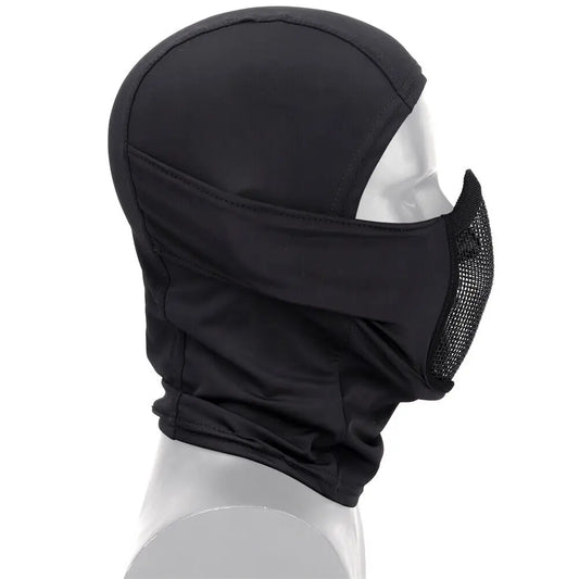 Tactical Balaclava Mesh Mask Airsoft Paintball Full Face Protection Ninja Style Hood Steel Metal Mask Foldable Design
